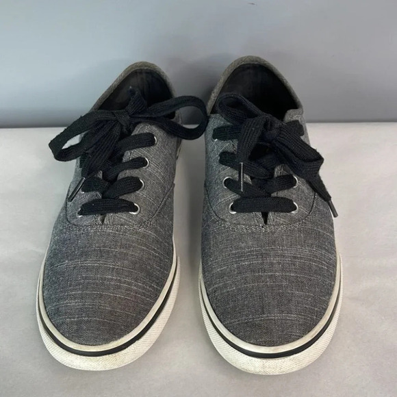 LAUREN RALPH LAUREN Jaelyn Low Top Sneakers Grey Black Fabric Logo Lace Up 8 - Picture 3 of 13